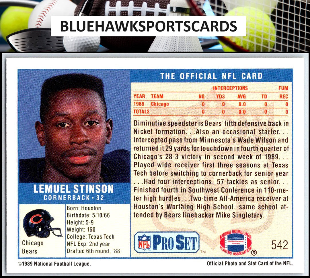 1989 Pro Set #542 Lemuel Stinson