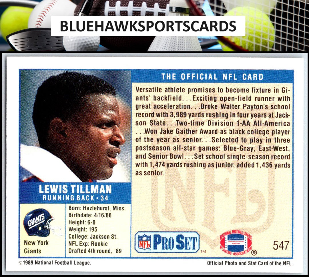 1989 Pro Set #547 Lewis Tillman