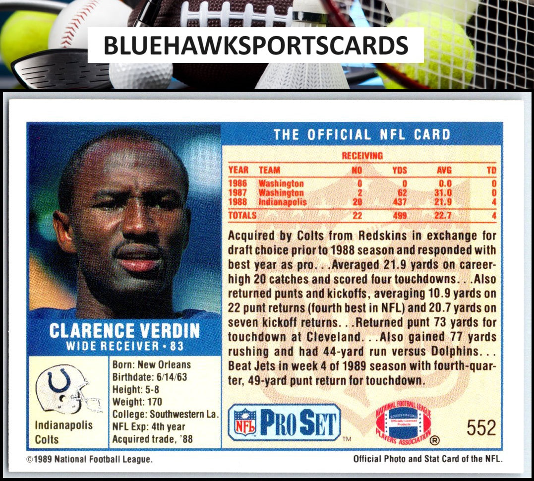 1989 Pro Set #552 Clarence Verdin