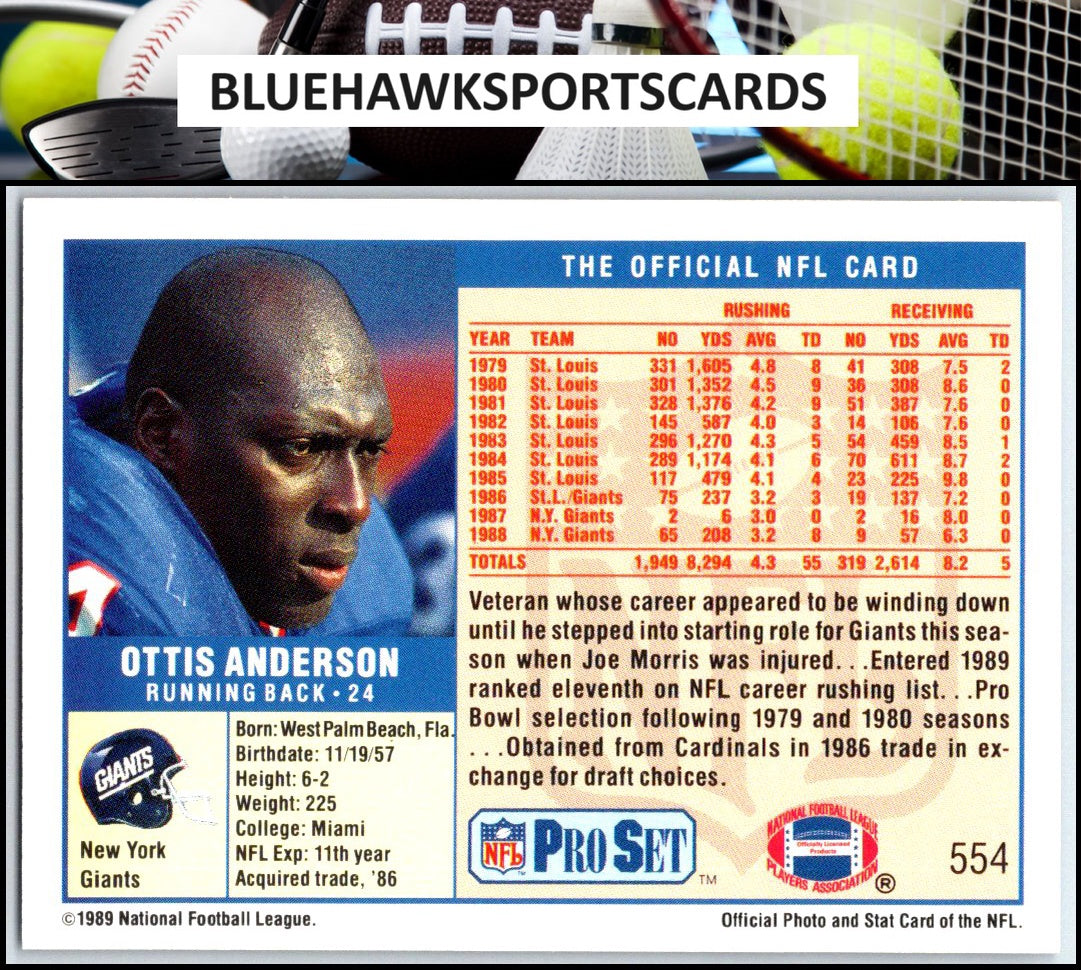 1989 Pro Set #554 Ottis Anderson