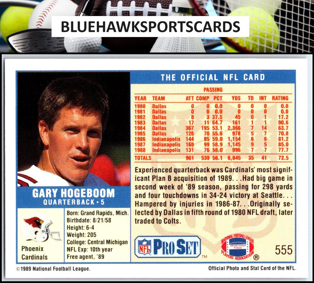 1989 Pro Set #555 Gary Hogeboom