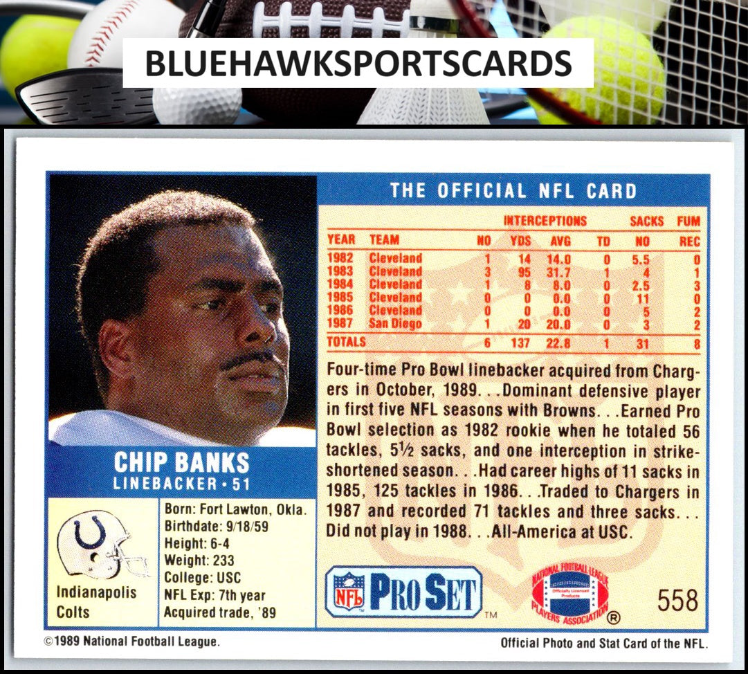 1989 Pro Set #558 Chip Banks