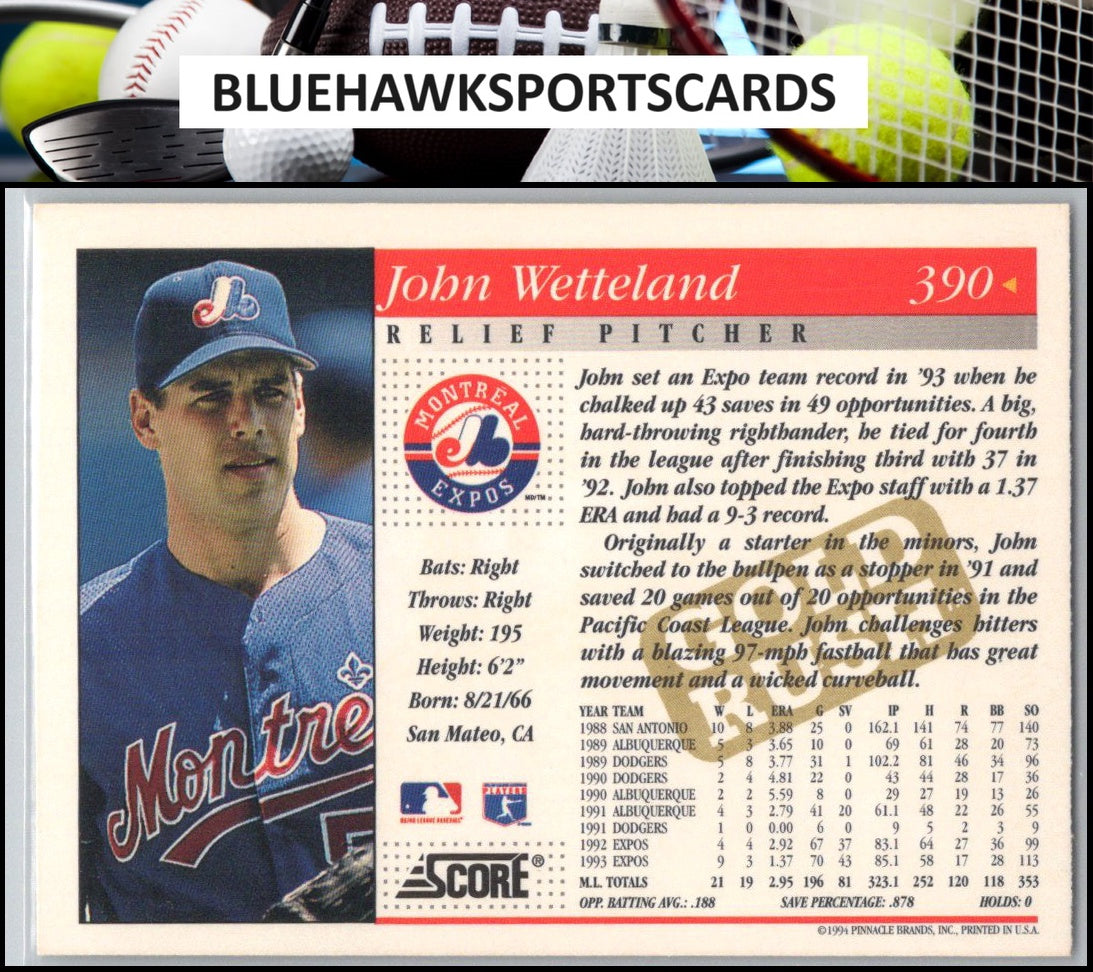 1994 Score #390 John Wetteland Gold Rush