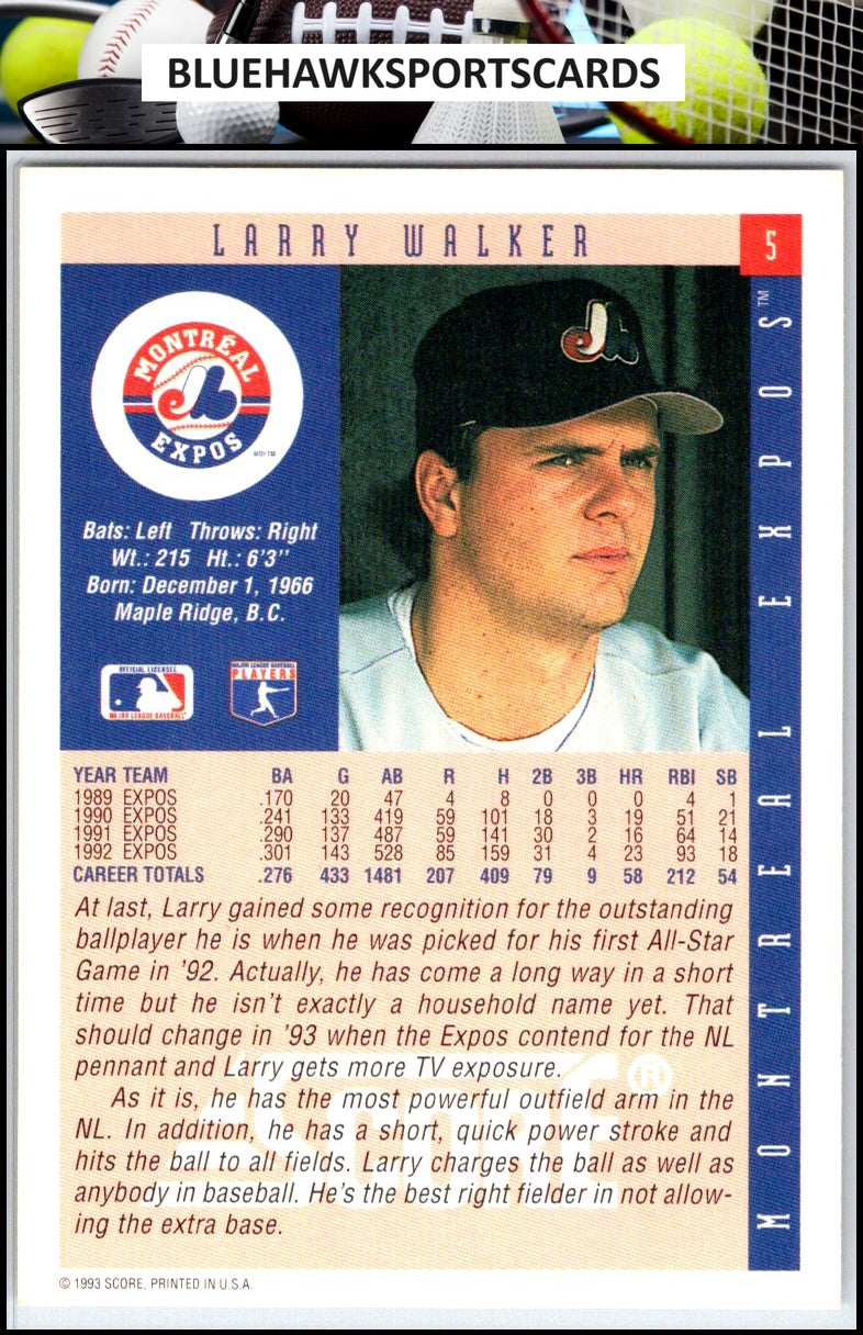 1993 Score #5 Larry Walker