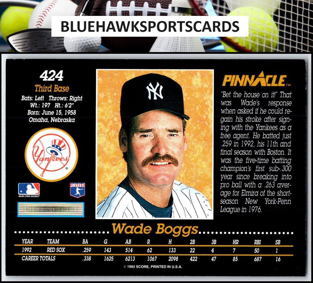 1993 Pinnacle #424 Wade Boggs