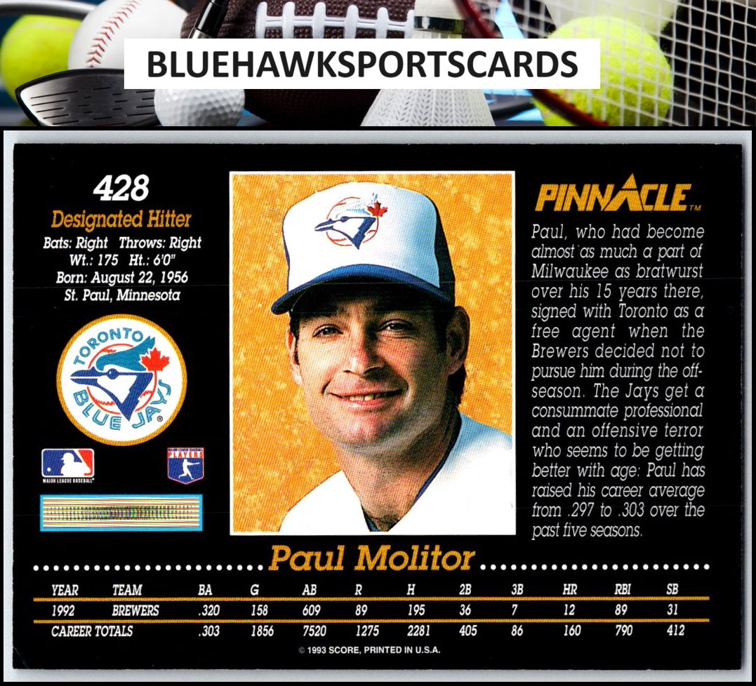 1993 Pinnacle #428 Paul Molitor