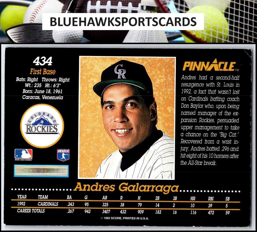 1993 Pinnacle #434 Andres Galarraga