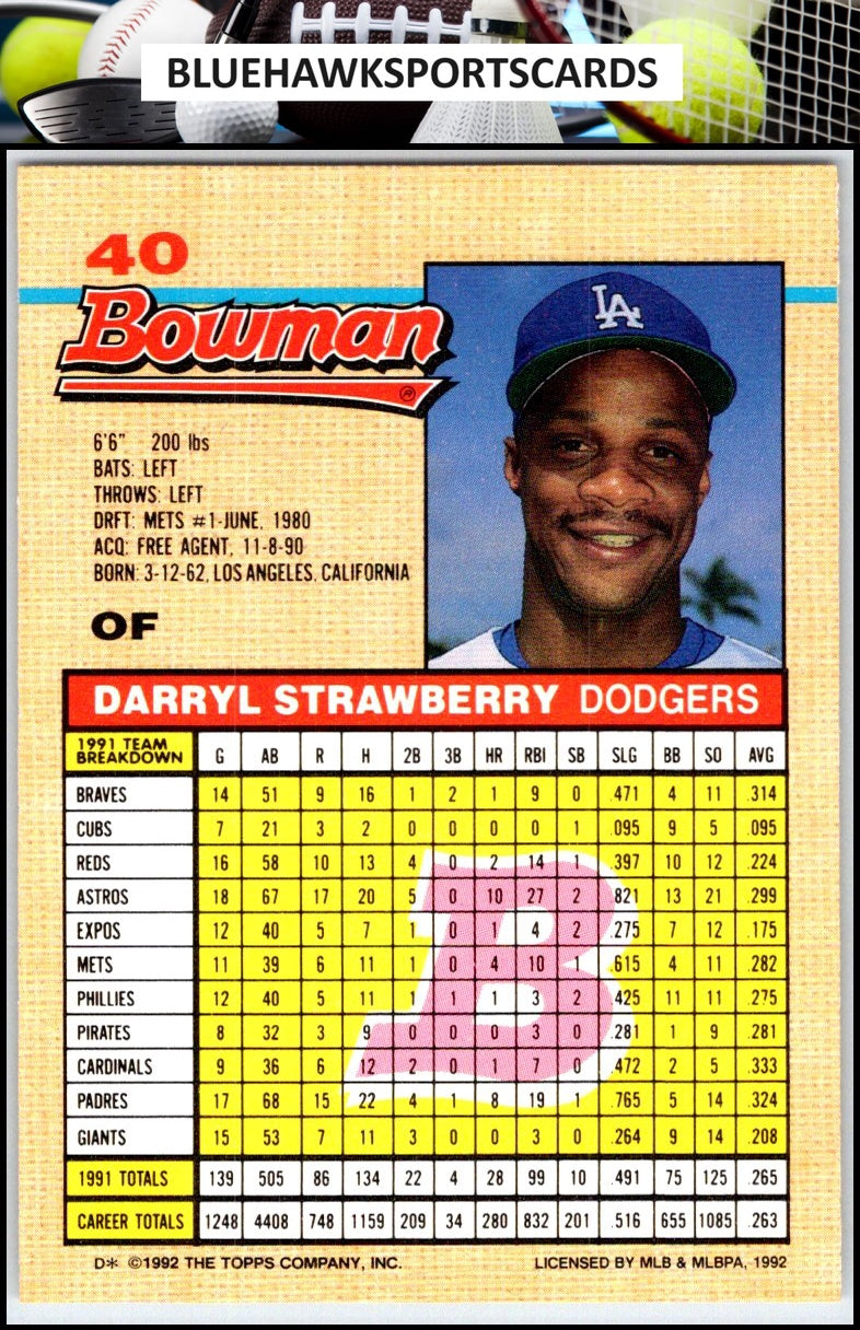 1992 Bowman #40 Darryl Strawberry
