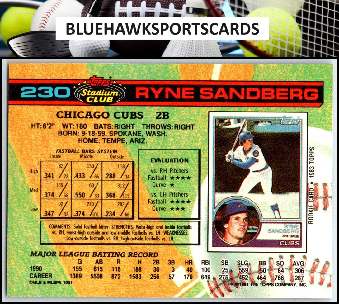 1991 Stadium Club #230 Ryne Sandberg
