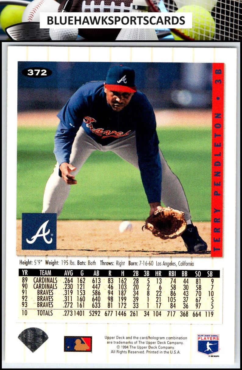 1994 Collector's Choice #372 Terry Pendleton Silver Signature
