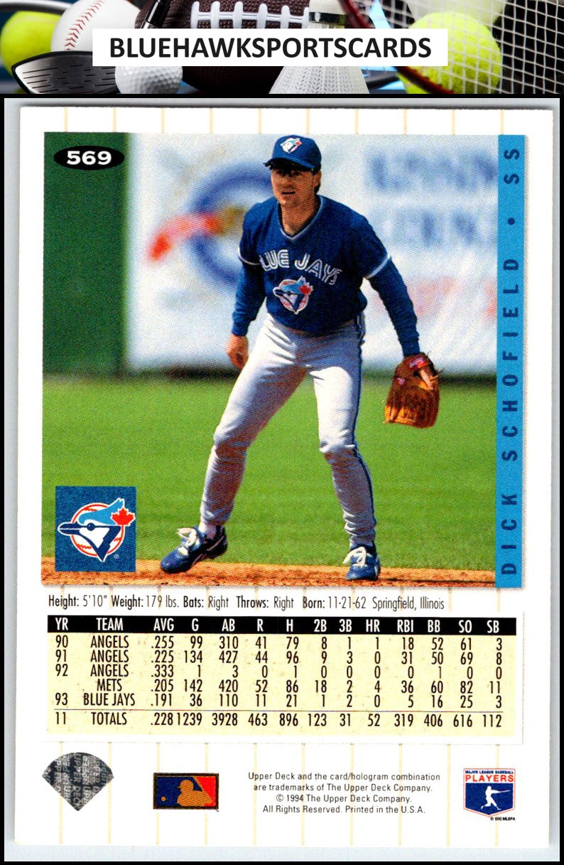 1994 Collector's Choice #569 Dick Schofield Silver Signature