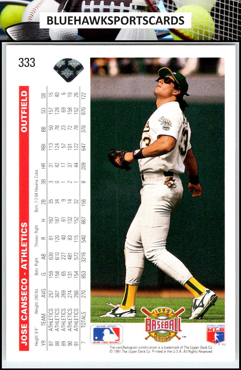 1992 Upper Deck #333 Jose Canseco