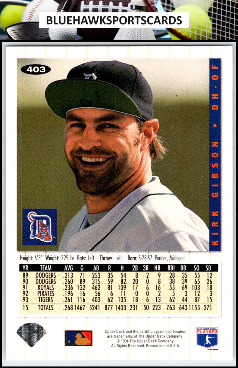 1994 Collector's Choice #403 Kirk Gibson Silver Signature