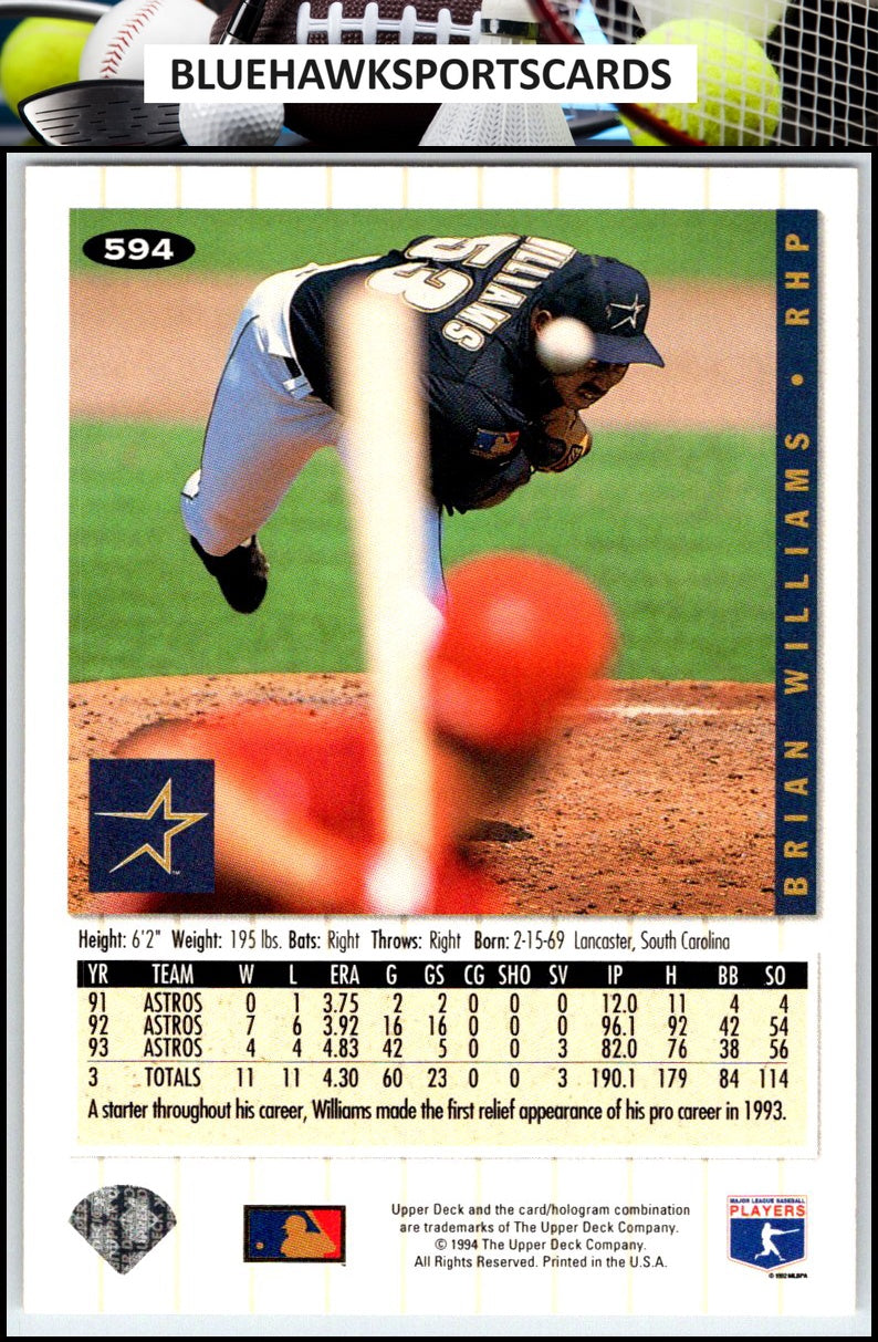 1994 Collector's Choice #594 Brian Williams Silver Signature