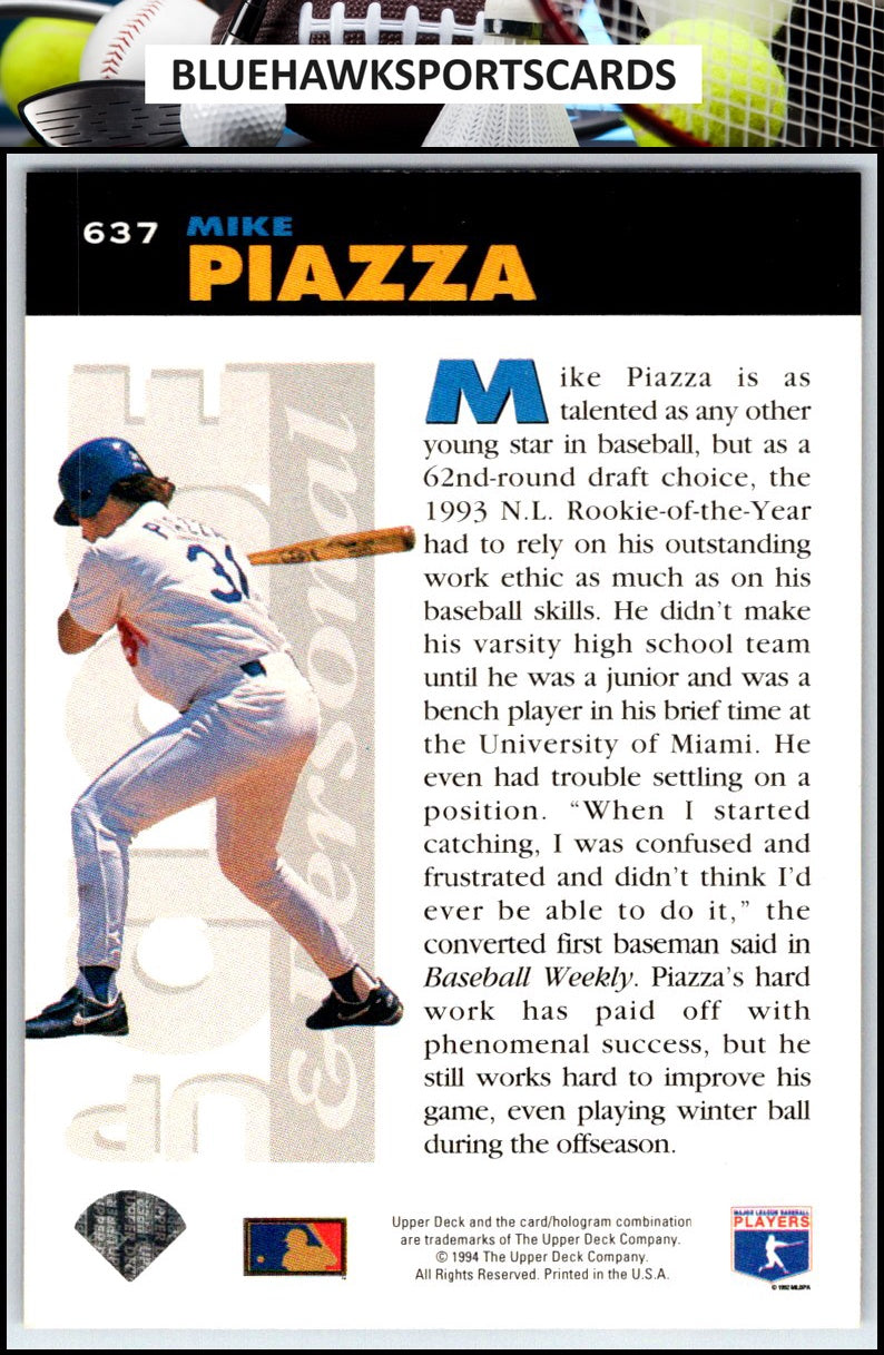 1994 Collector's Choice #637 Mike Piazza White stripe at bottom of card