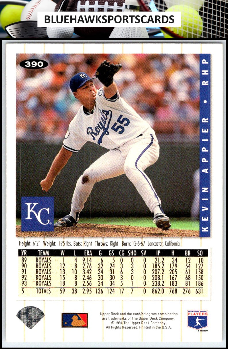 1994 Collector's Choice #390 Kevin Appier Silver Signature