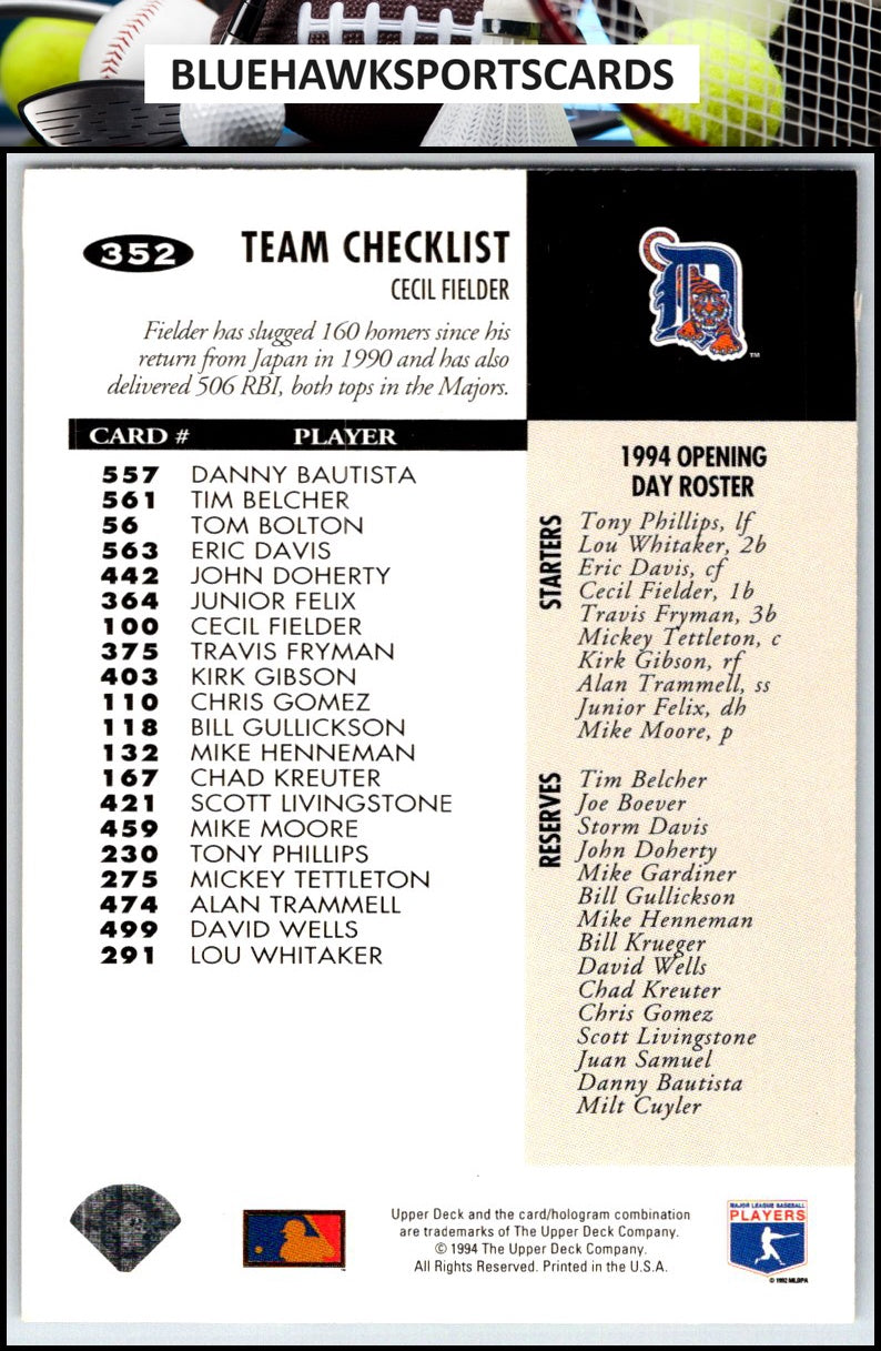 1994 Collector's Choice #352 Cecil Fielder