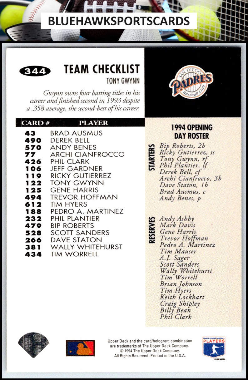 1994 Collector's Choice #344 Tony Gwynn
