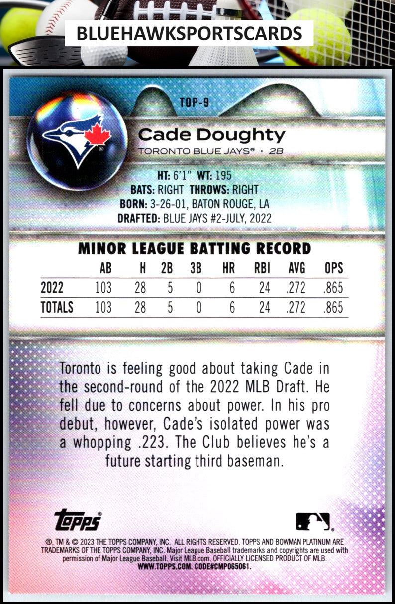 2023 Bowman Platinum #TOP-9 Cade Doughty Top Prospects