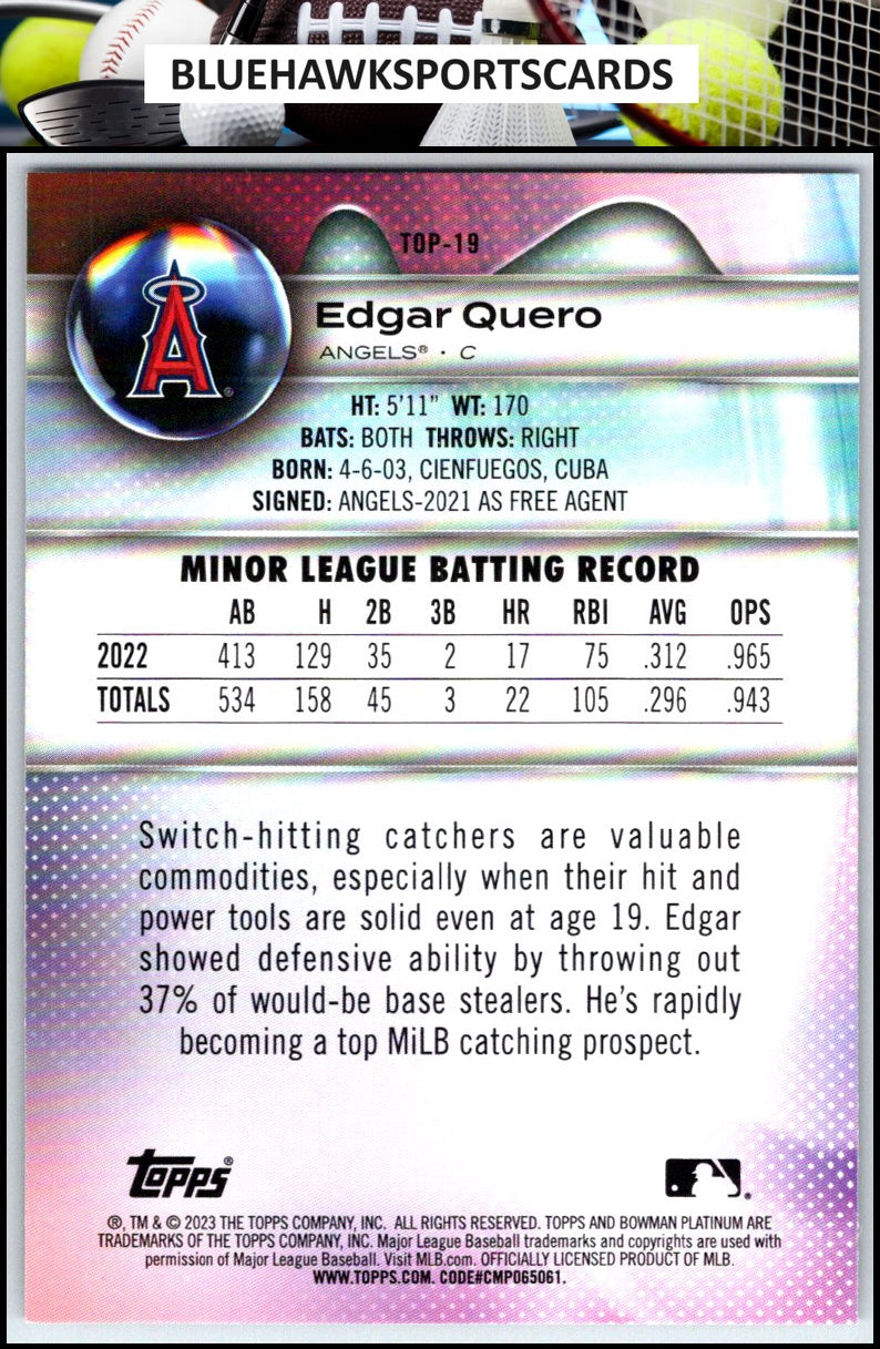2023 Bowman Platinum #TOP-19 Edgar Quero Top Prospects