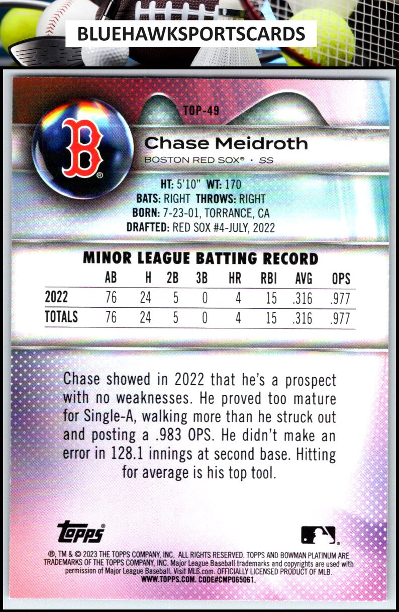 2023 Bowman Platinum #TOP-49 Chase Meidroth Top Prospects
