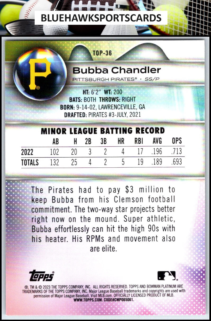 2023 Bowman Platinum #TOP-36 Bubba Chandler Top Prospects