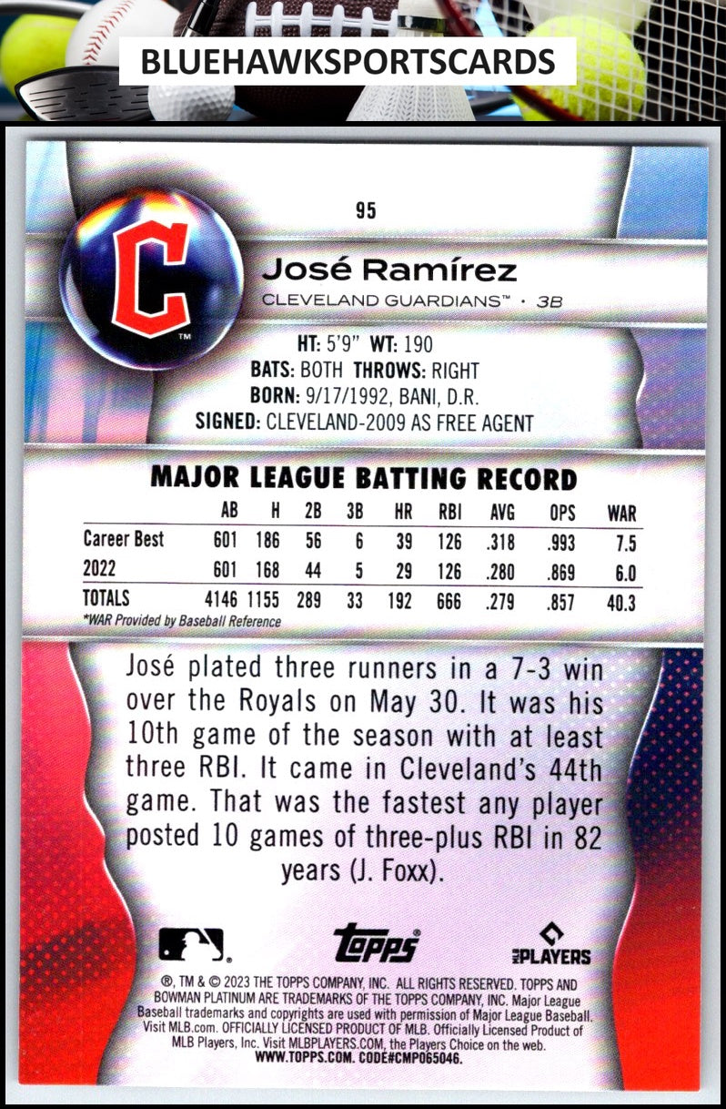 2023 Bowman Platinum #95 José Ramírez Ice Foil