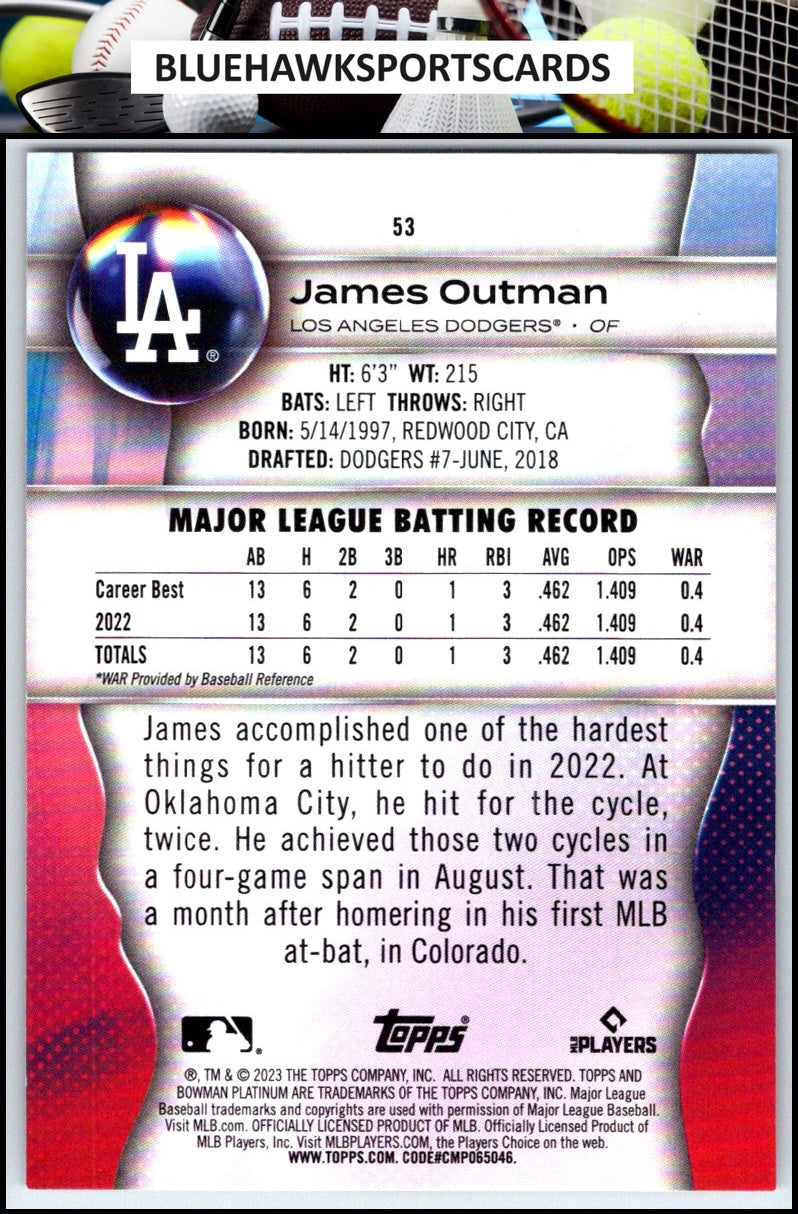 2023 Bowman Platinum #53 James Outman Ice Foil