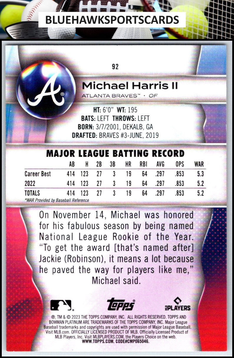 2023 Bowman Platinum #92 Michael Harris II