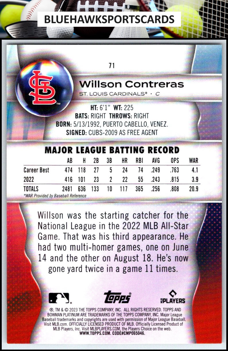 2023 Bowman Platinum #71 Willson Contreras