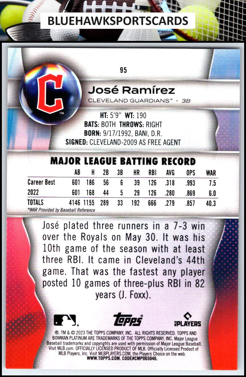 2023 Bowman Platinum #95 José Ramírez