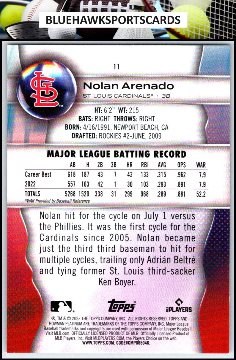 2023 Bowman Platinum #11 Nolan Arenado