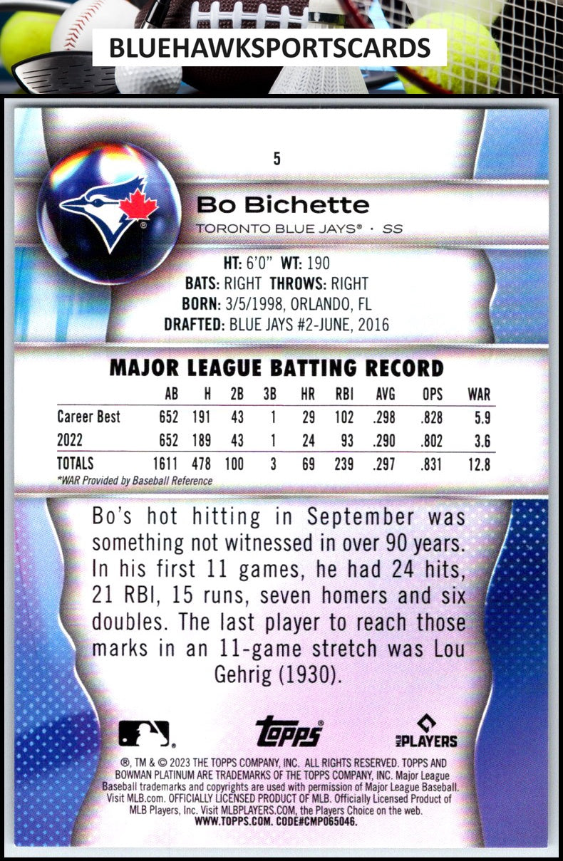 2023 Bowman Platinum #5 Bo Bichette