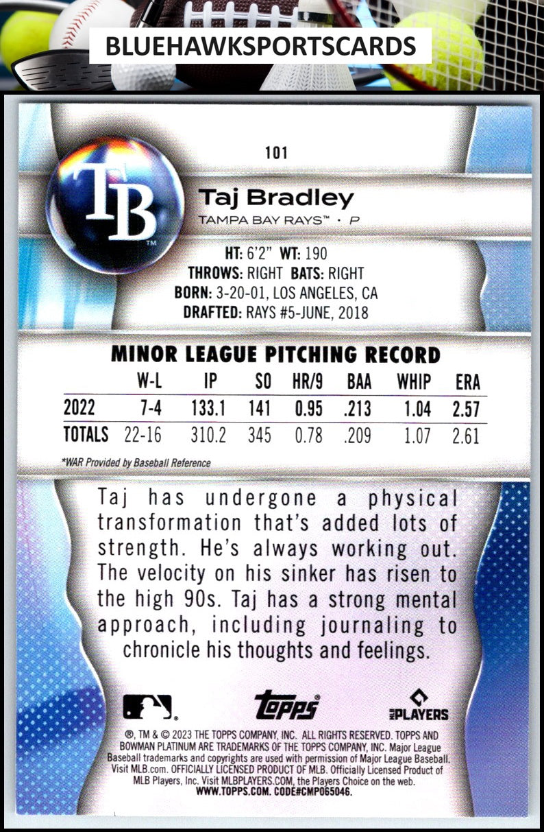 2023 Bowman Platinum #101 Taj Bradley
