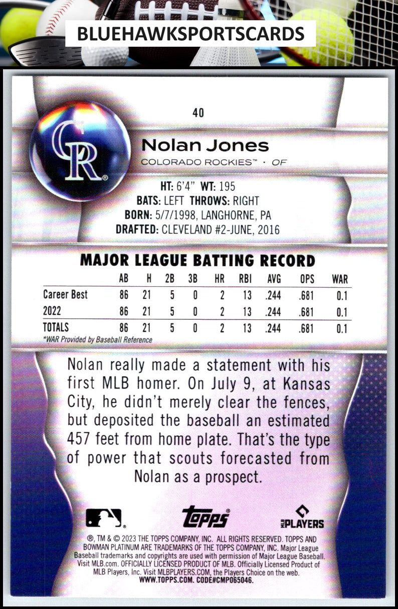 2023 Bowman Platinum #40 Nolan Jones