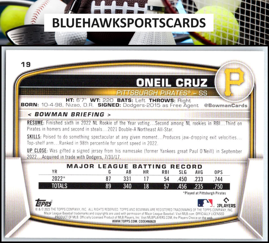 2023 Bowman #19 Oneil Cruz