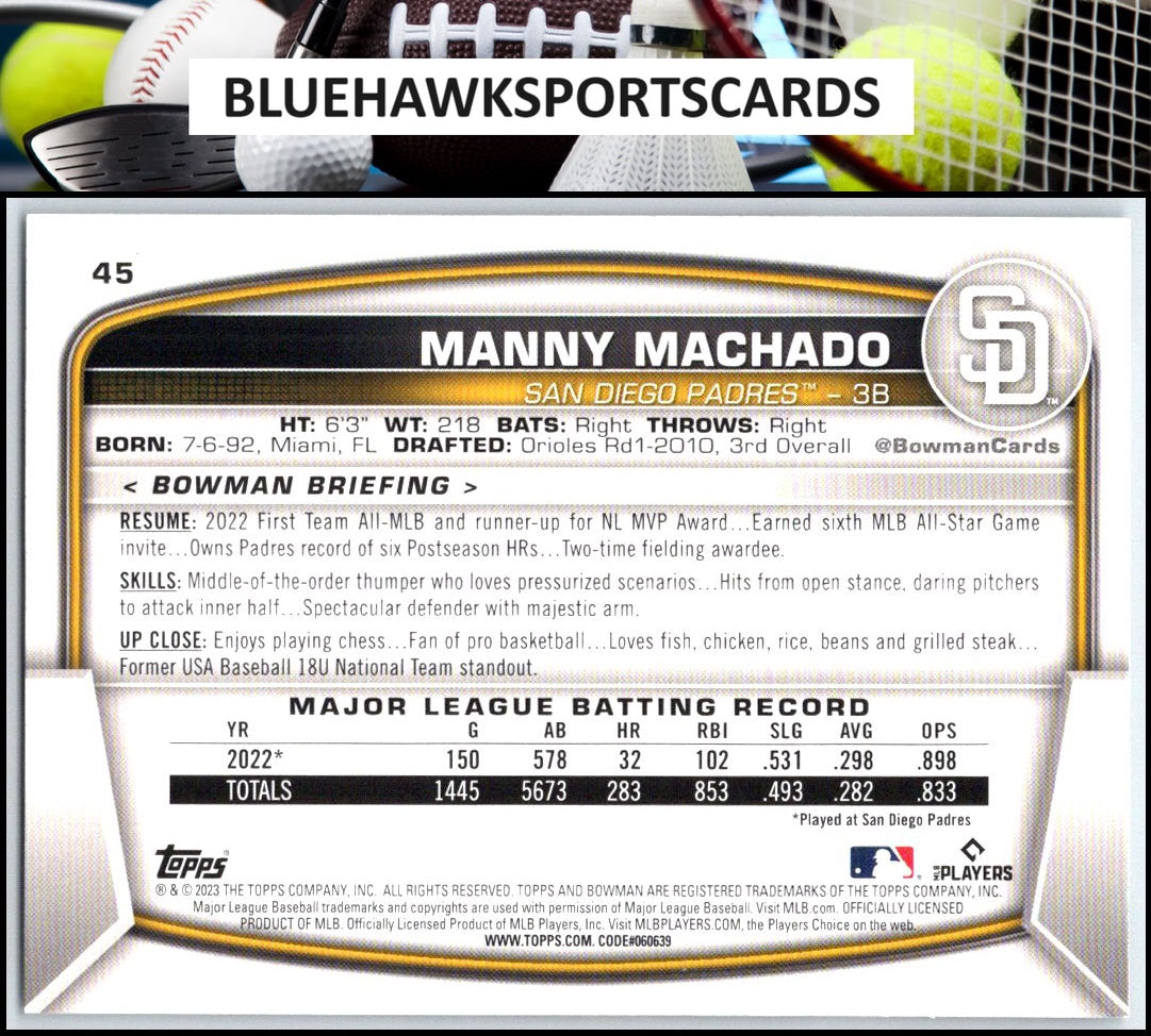 2023 Bowman #45 Manny Machado