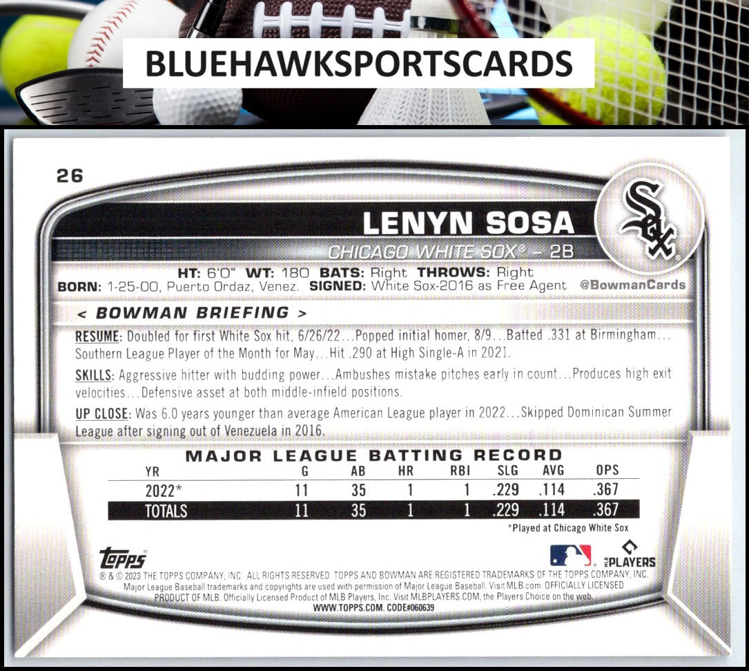 2023 Bowman #26 Lenyn Sosa
