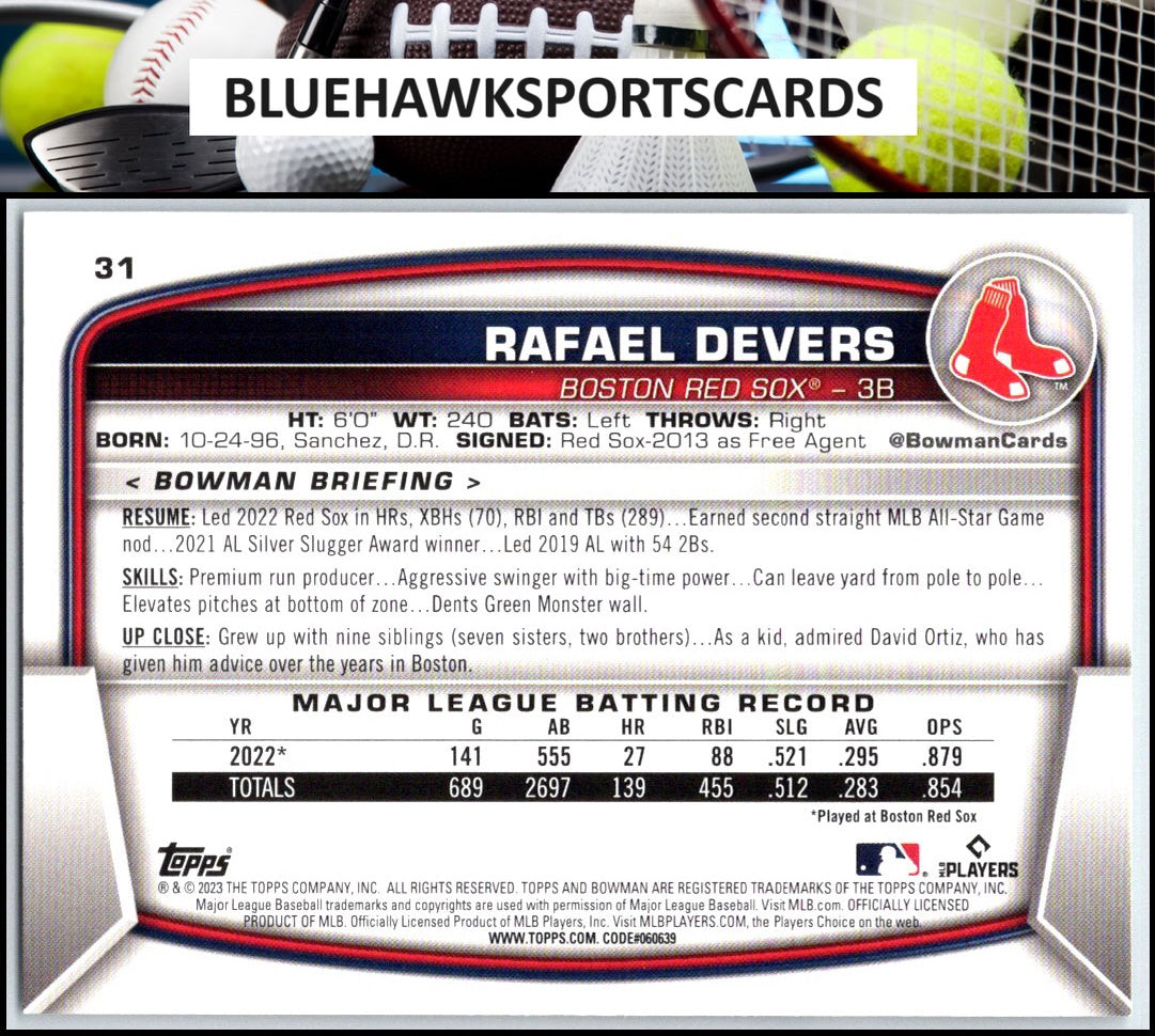 2023 Bowman #31 Rafael Devers