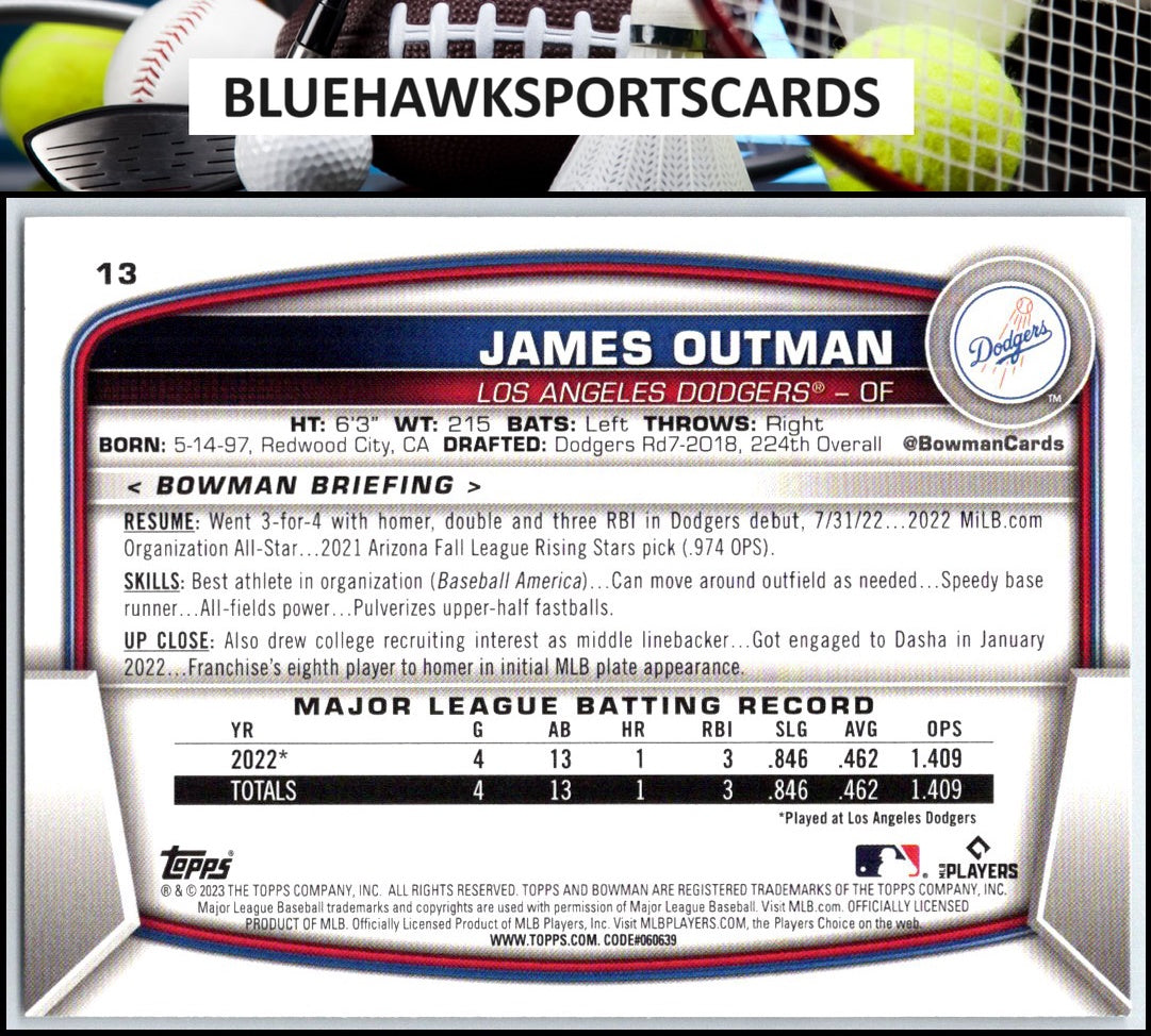 2023 Bowman #13 James Outman