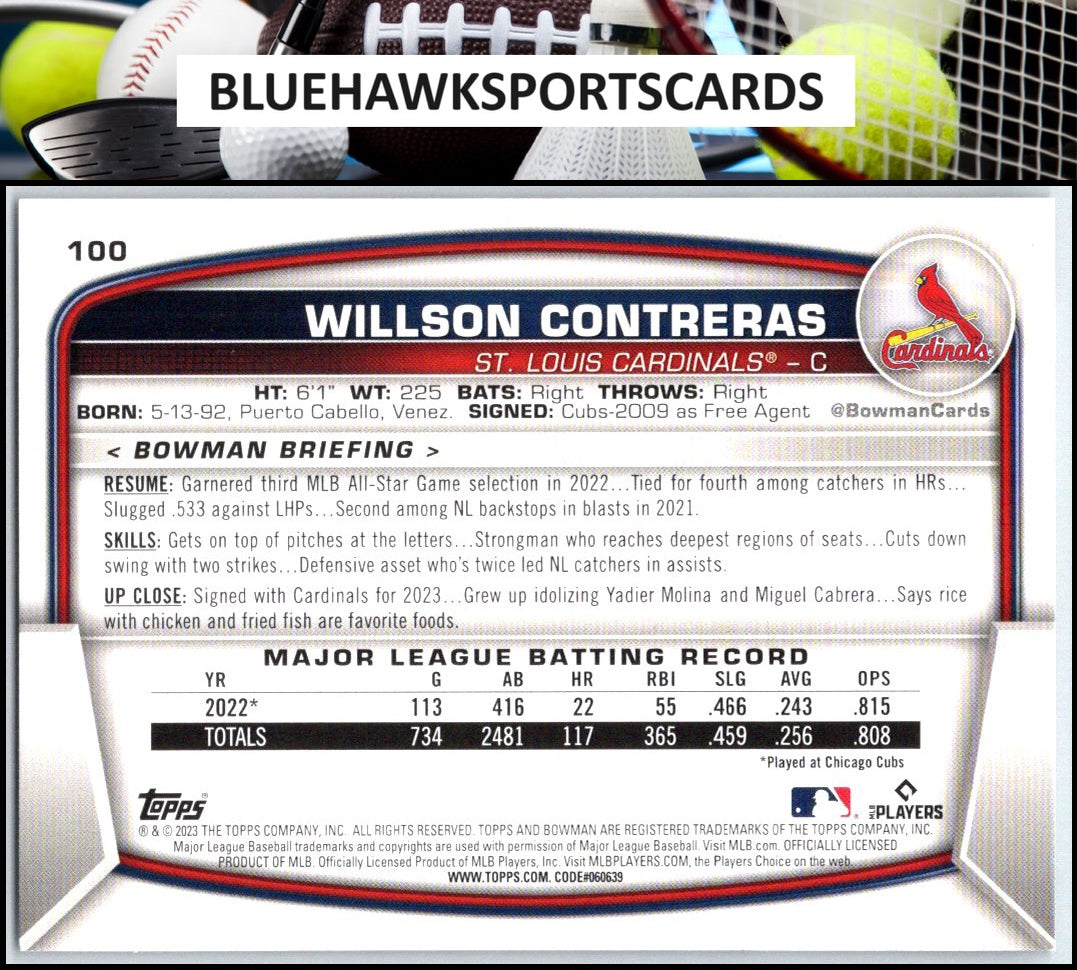 2023 Bowman #100 Willson Contreras