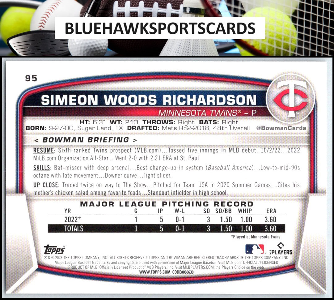 2023 Bowman #95 Simeon Woods Richardson