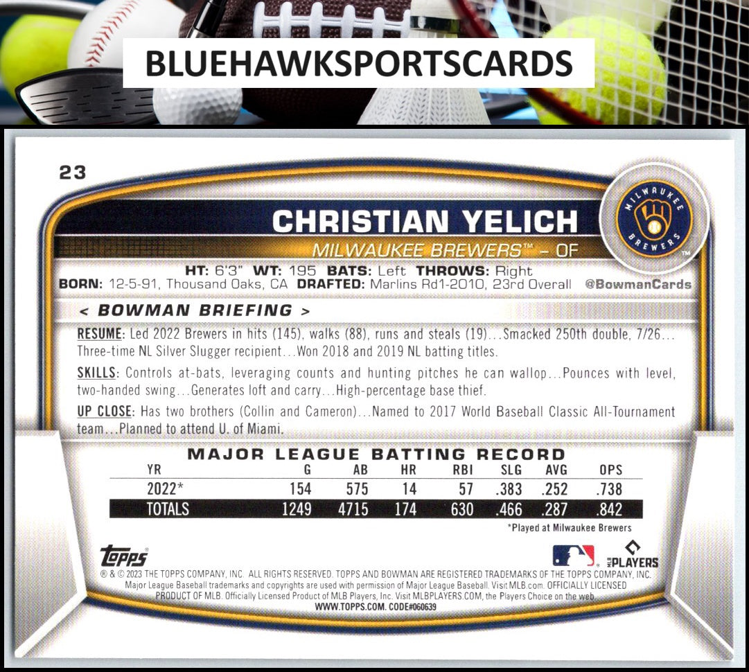 2023 Bowman #23 Christian Yelich
