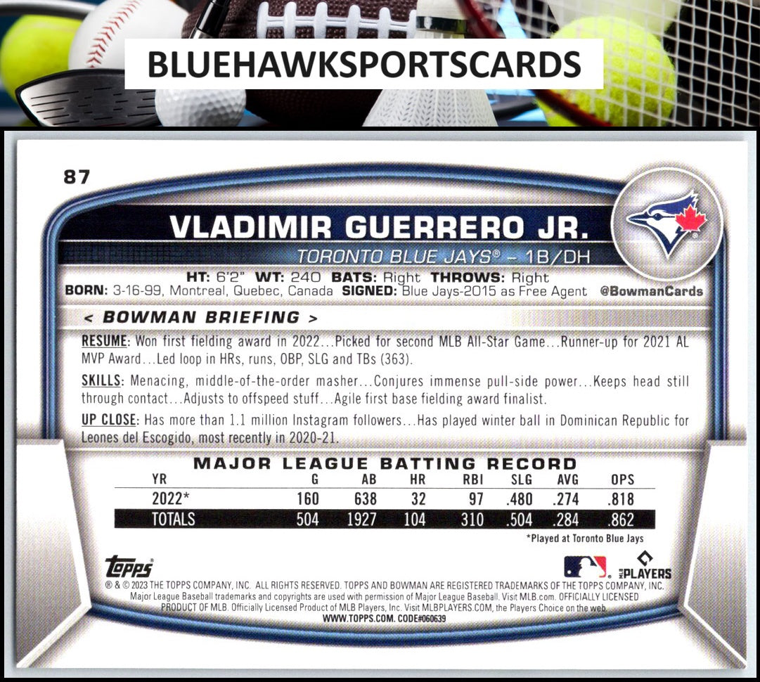 2023 Bowman #87 Vladimir Guerrero Jr.