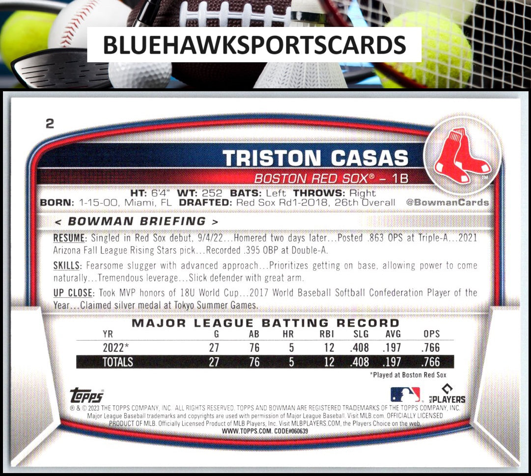 2023 Bowman #2 Triston Casas