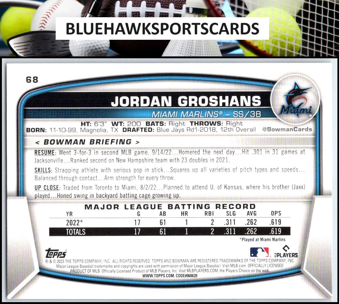 2023 Bowman #68 Jordan Groshans