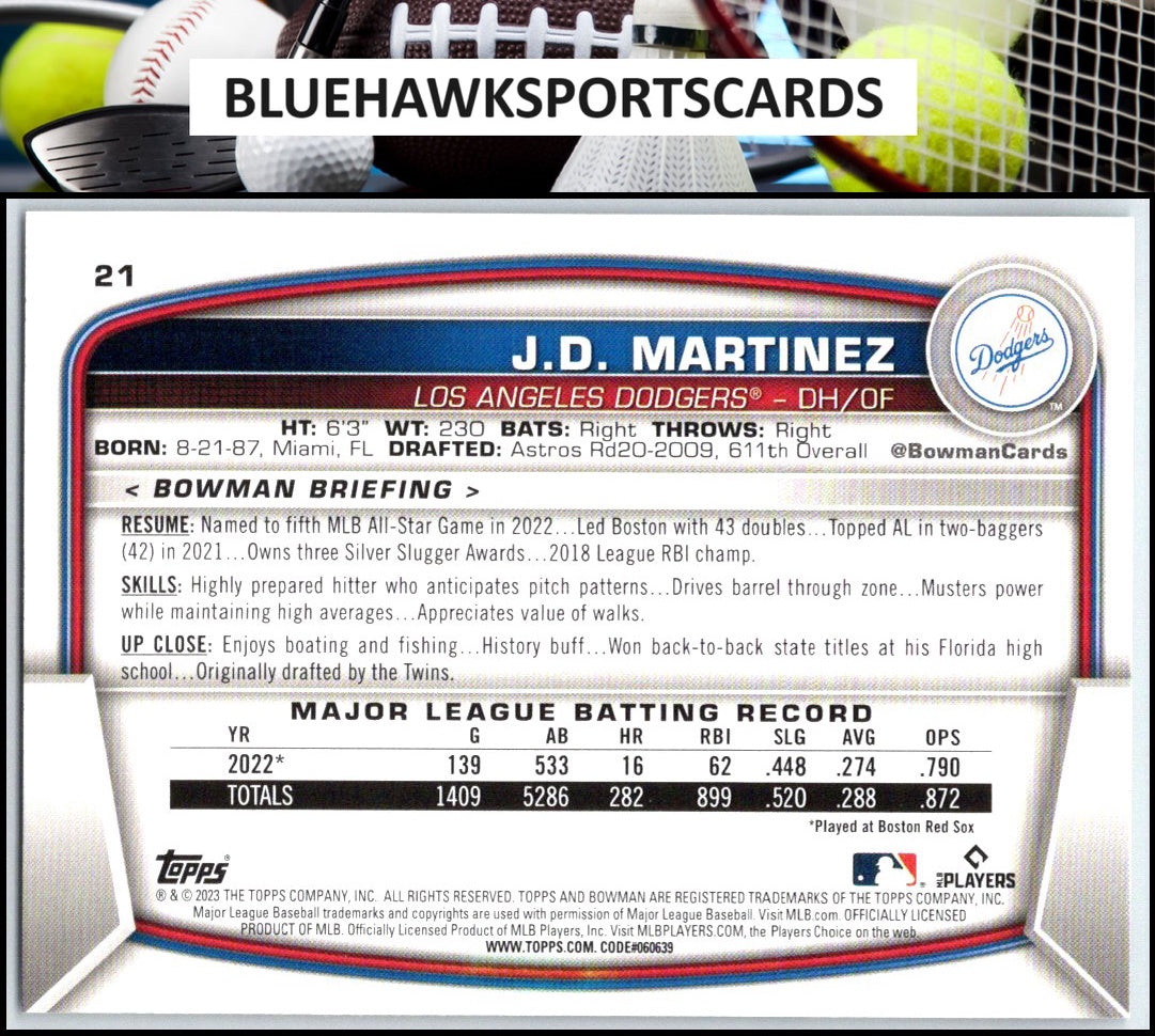 2023 Bowman #21 J.D. Martinez