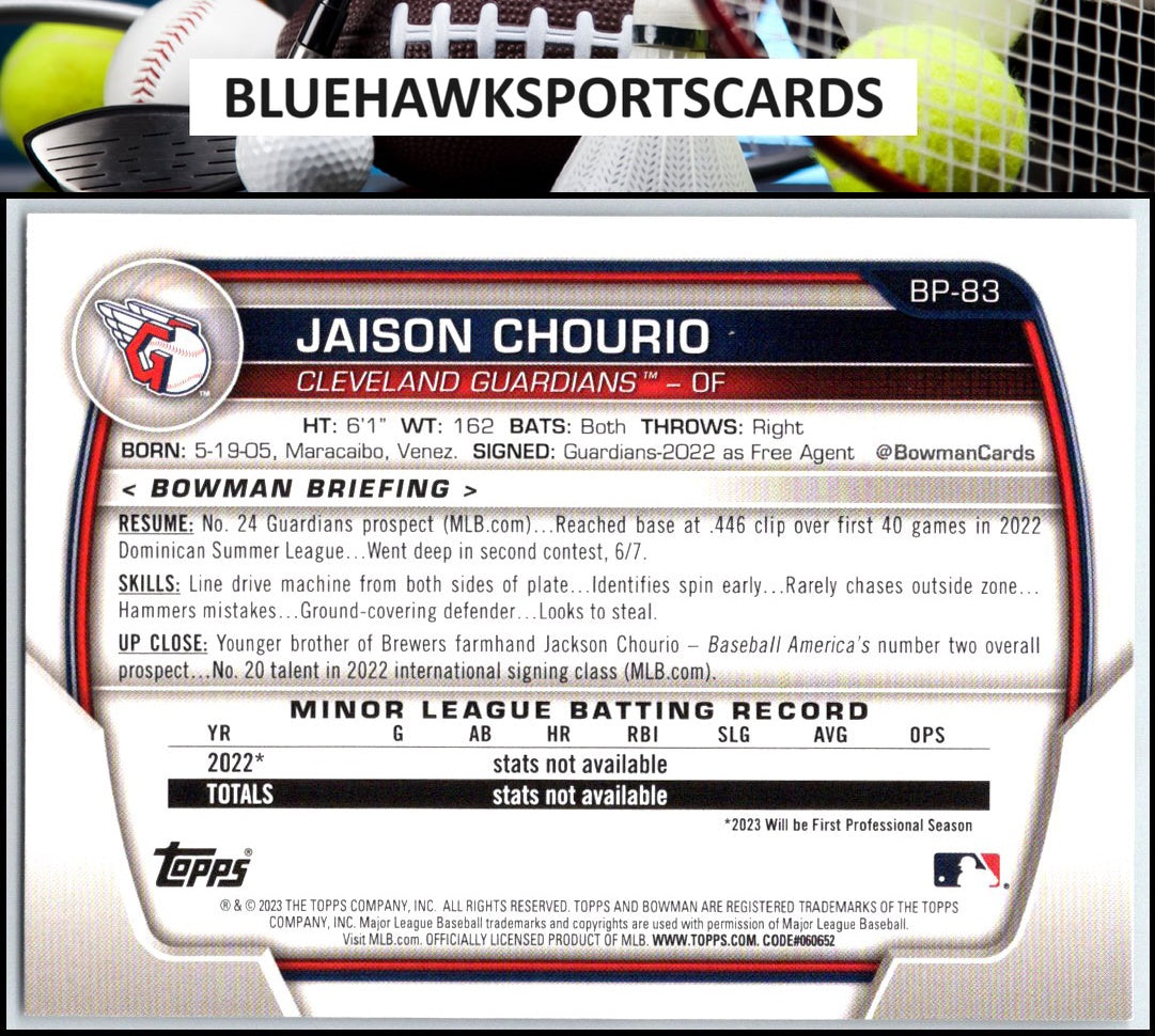 2023 Bowman #BP-83 Jaison Chourio Prospects