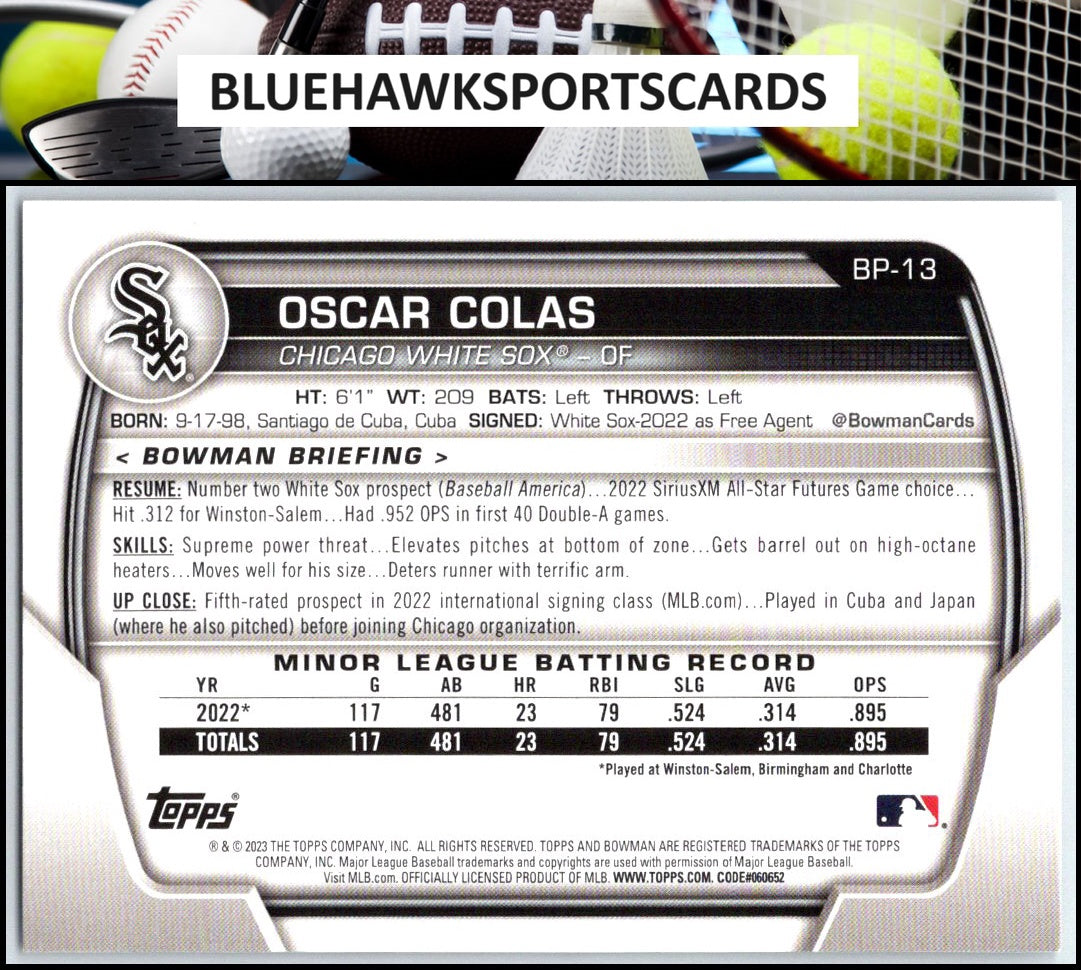 2023 Bowman #BP-13 Oscar Colas Prospects