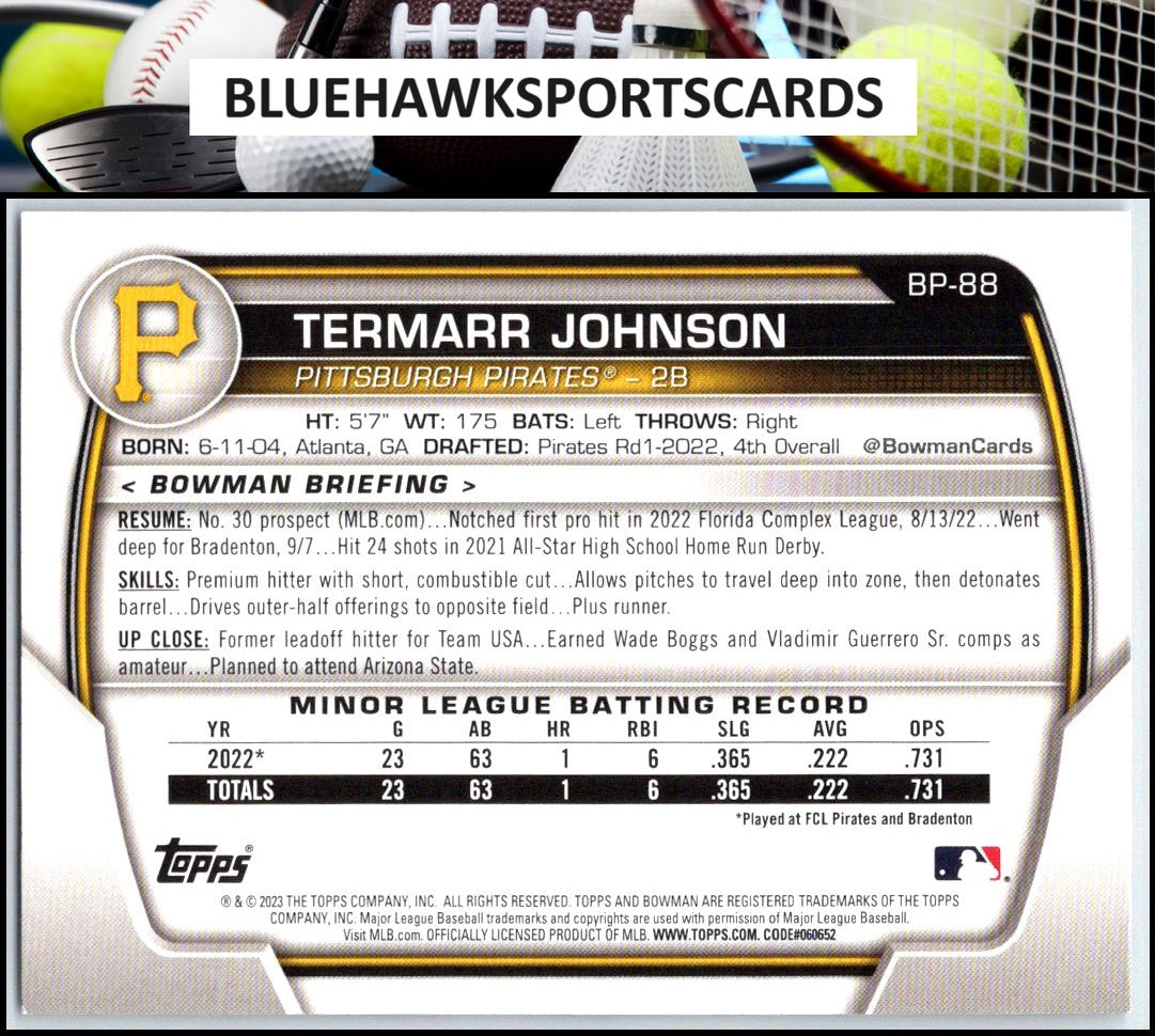 2023 Bowman #BP-88 Termarr Johnson Prospects